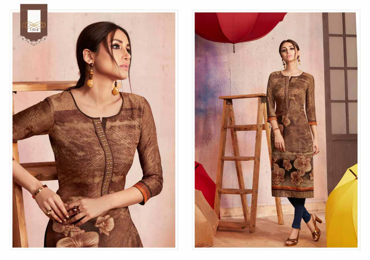 Kajree Dark Fantasy Vol-6 Rangoli Print Kurti Kajree Dark Fantasy Vol-6 Rangoli Print Kurti